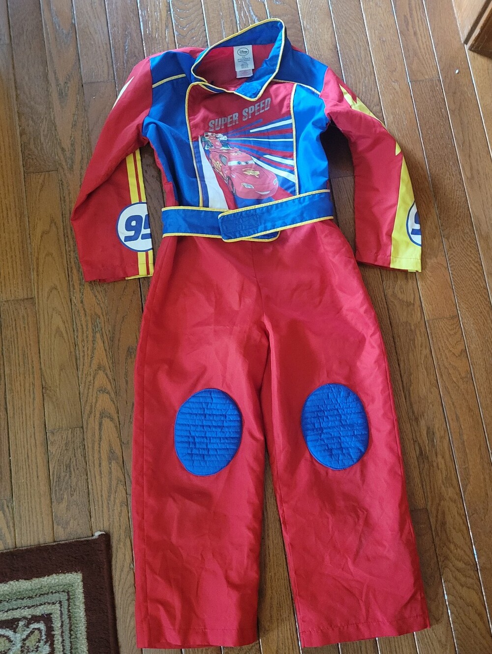 Disney Cars Racing Jumpsuit Costume with Blue and Yellow Trim Size 5/6